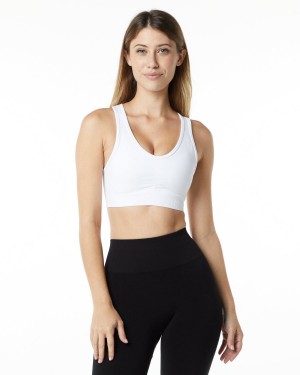 Alphalete Amplify Bra Naisten Urheiluliivi Valkoinen | QMSAU-9310