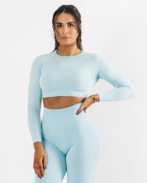 Alphalete Amplify LS Crop Naisten Pitkähihainen Sininen | HEJGN-4108