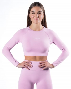 Alphalete Amplify LS Crop Naisten Pitkähihainen Bloom | VGEOF-7824