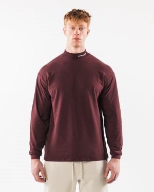 Alphalete Brushed Core Mock Neck LS Miesten Paidat Sangria | EKZSD-4971