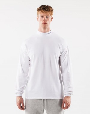 Alphalete Brushed Core Mock Neck LS Miesten Paidat Valkoinen | DJPKW-6930