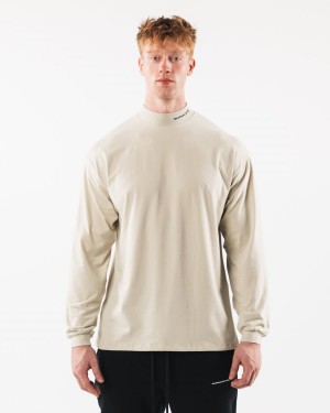 Alphalete Brushed Core Mock Neck LS Miesten Paidat Sea Shell | JUYSO-3629