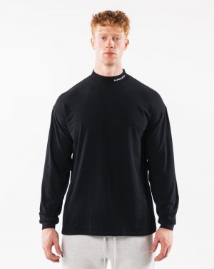 Alphalete Brushed Core Mock Neck LS Miesten Paidat Mustat | YITPN-0175