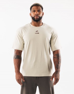 Alphalete Brushed Crest Tee Miesten Paidat Sea Shell / Sangria | WMPGX-6183