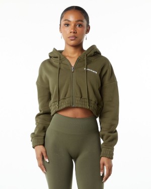 Alphalete Classic Capital Full-Zip Crop Jacket Naisten Takit Willow | BJDQW-9210