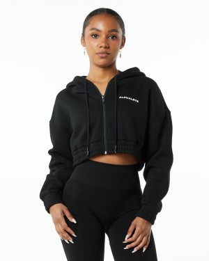 Alphalete Classic Capital Full-Zip Crop Jacket Naisten Takit Mustat | LPWSD-5749