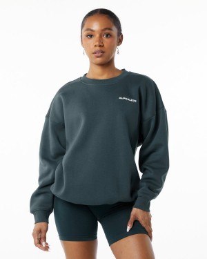 Alphalete Classic Crew Naisten Pitkähihainen Ocean | HJMDA-9135