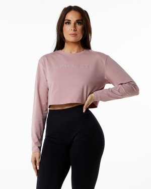 Alphalete Core LS Crop Naisten Pitkähihainen Mauve | YQKDI-3160