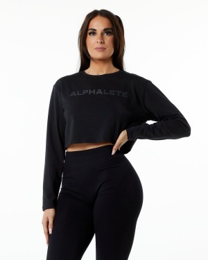 Alphalete Core LS Crop Naisten Pitkähihainen Blackout | ZEGMB-8504