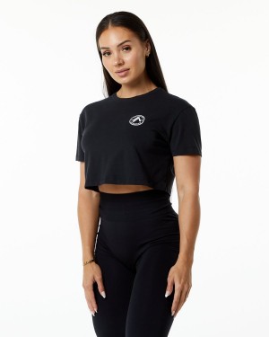 Alphalete Dynasty Crop Naisten Paidat Mustat | DHFIM-1495