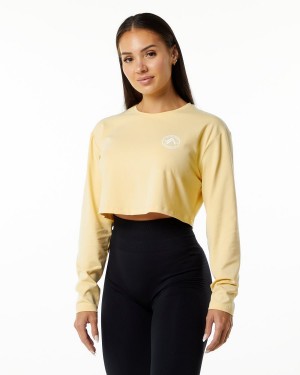 Alphalete Dynasty LS Crop Naisten Pitkähihainen Daffodil | DGKJI-9645