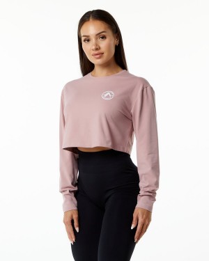 Alphalete Dynasty LS Crop Naisten Pitkähihainen Mauve | ELPMF-2947