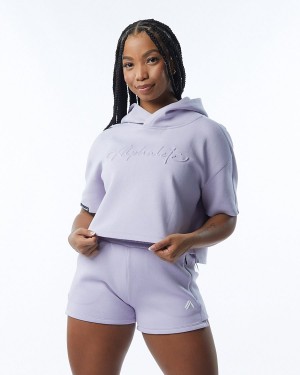 Alphalete ELMTS Half Sleeve Hoodie Naisten Huppari Lilac | ANHYW-3016