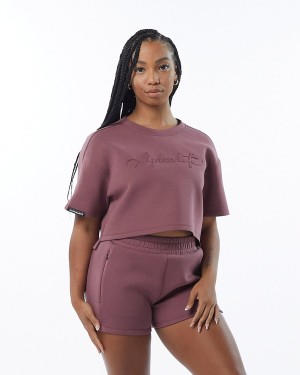 Alphalete ELMTS Half Sleeve Pullover Naisten Takit Mauve | HUMFO-3896