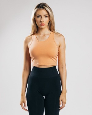 Alphalete Essential Crop Tank Naisten Hihaton Paita Oranssi | USAEV-5721