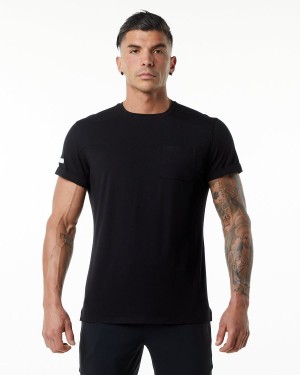 Alphalete Evo Pocket Tee Miesten Paidat Mustat | JQFUI-9765