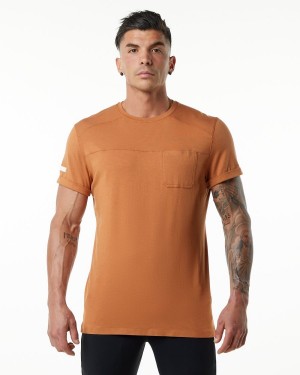 Alphalete Evo Pocket Tee Miesten Paidat Camel | GQWLF-7093