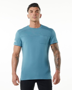 Alphalete Evo Pocket Tee Miesten Paidat Sininen | KEPIN-7891