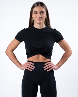 Alphalete Evo Twist Crop Naisten Paidat Mustat | RAPHF-6891