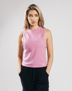 Alphalete Heavy Puuvilla Cutoff Naisten Hihaton Paita Pinkki | MVRZQ-5478