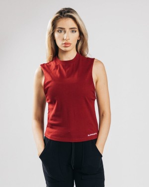 Alphalete Heavy Puuvilla Cutoff Naisten Hihaton Paita Cranberry | WJGAE-7015