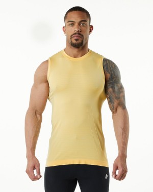 Alphalete Hero Tank Miesten Hihaton Paita Faded Honey | IBYND-3807