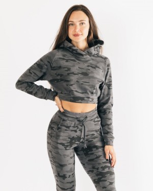 Alphalete Identity Pro Crop Hoodie Naisten Huppari Camo | OLESX-1782