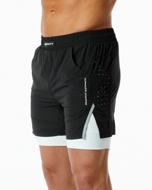 Alphalete Infinity Speed Lyhyt 5.5" Miesten Shortsit Mustat Valkoinen | PEQAH-5718