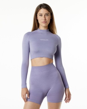 Alphalete Ozone High Neck LS Crop Naisten Pitkähihainen Laventeli | DECAT-4137