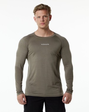 Alphalete Ozone LS Tee Miesten Paidat Cedar | GDJYZ-6034