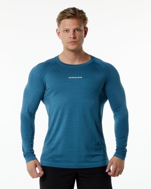 Alphalete Ozone LS Tee Miesten Paidat Sininen | EOMKW-3729