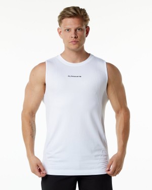 Alphalete Ozone Tank Miesten Hihaton Paita Valkoinen | QKCRI-3794