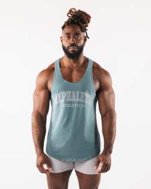 Alphalete Paisley Print Raw Cut Tank Miesten Hihaton Paita Turkoosi | HWBRG-6483