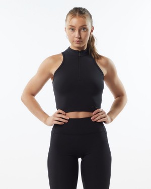 Alphalete Pulse Zip Tank Naisten Hihaton Paita Blackout | CWDRV-5602