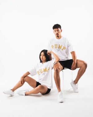 Alphalete Pump University Tee Naisten Paidat Valkoinen | ZXNTO-2439