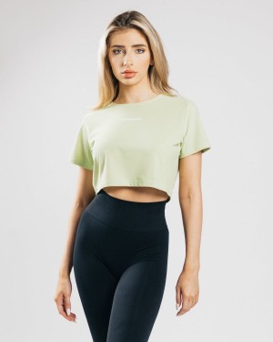 Alphalete Signature Mesh Crop Naisten Paidat Vaaleanvihreä | OYUFZ-2738