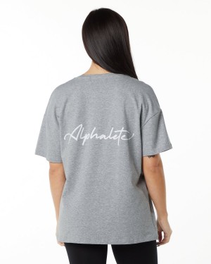 Alphalete Signature Oversized Tee Naisten Paidat Harmaat | MEIQF-8214