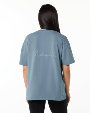 Alphalete Signature Oversized Tee Naisten Paidat Sininen | GYVUR-8396