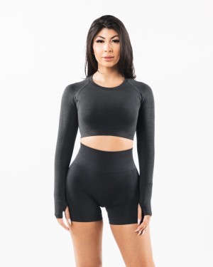 Alphalete Stratus LS Crop Naisten Pitkähihainen Shadow | NYMEU-2518