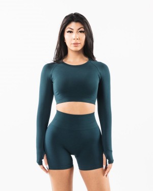 Alphalete Stratus LS Crop Naisten Pitkähihainen Midnight | KDOIA-5349