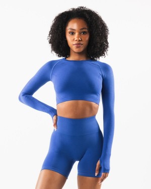 Alphalete Stratus LS Crop Naisten Pitkähihainen Sapphire | NUJLH-0951