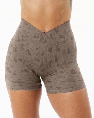 Alphalete Surface Power Lyhyt 5" Naisten Shortsit Pebble Print Mocha | SLTYP-7256