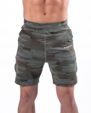 Alphalete Trace Lyhyt 8" Miesten Shortsit Oliivinvihreä Camo | GLFOZ-3645