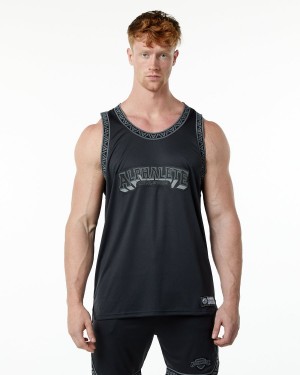 Alphalete Varsity Basketball Jersey Miesten Stringers Mustat | FSIHD-1786