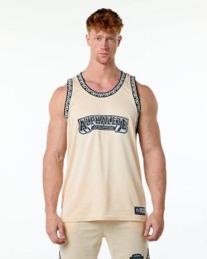 Alphalete Varsity Basketball Jersey Miesten Stringers Tan | UOHZL-9723