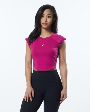 Alphalete Velocity Crop Tee Naisten Paidat Pinkki | NACMT-7192