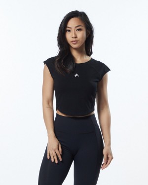 Alphalete Velocity Crop Tee Naisten Paidat Blackout | SHKBJ-1943