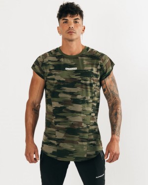 Alphalete Velocity Hihattomat Tee Miesten Stringers Oliivinvihreä Camo | DTIFL-4268