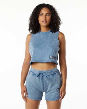 Alphalete Very Terry Crop Cutoff Naisten Hihaton Paita Sininen | SWBQP-4926