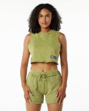 Alphalete Very Terry Crop Cutoff Naisten Hihaton Paita Vihreä | KQVHG-0578